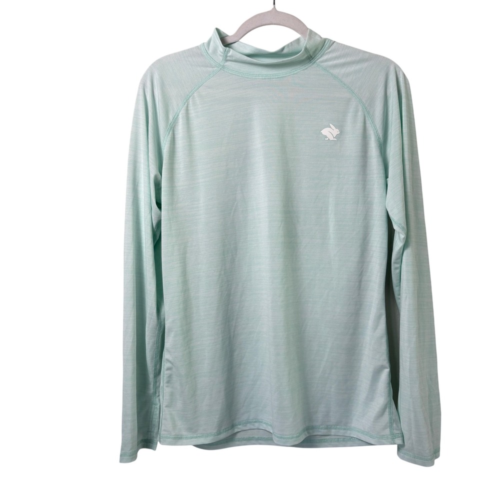 Rabbit Long Sleeve Running Tee Shirt Womens XL Green Mock Neck Performance Top